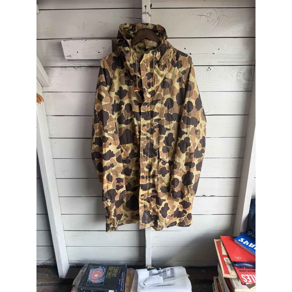 Vintage Duck Hunter Camo Rain Parka Hooded Jacket  XL Camouflage Hunting Coat